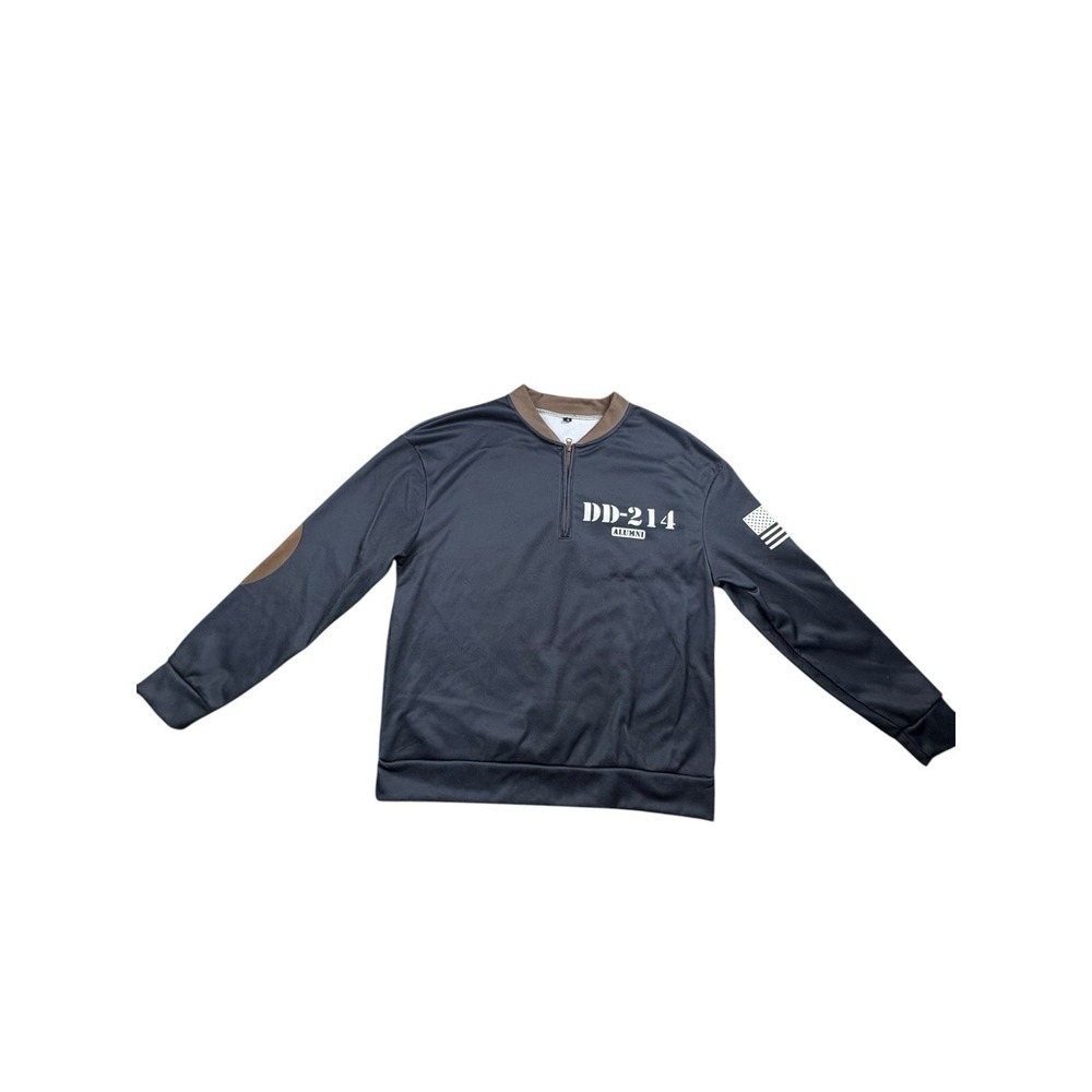 Men's DD-214 Alumni 1/4 Zip Fleece Pullover Sweatshirt Gray Medium